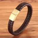 Pulseira Terra Steel | Couro Trançado & Design Simples