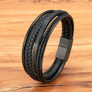 Pulseira Brave Wolf | Couro Multicamadas & Design Rústico