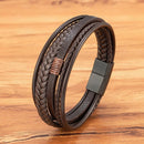 Pulseira Brave Wolf | Couro Multicamadas & Design Rústico