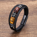Pulseira Double Orion | Couro Triplo & Pedra Natural