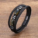 Pulseira Double Orion | Couro Triplo & Pedra Natural