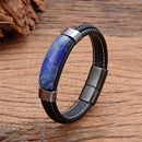 Pulseira Tauren | Couro Trançado & Pedra Natural