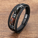 Pulseira Double Orion | Couro Triplo & Pedra Natural