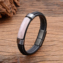Pulseira Tauren | Couro Trançado & Pedra Natural