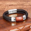 Pulseira Magnum | Couro Trançado & Pedra Geométrica