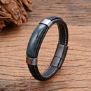 Pulseira Tauren | Couro Trançado & Pedra Natural