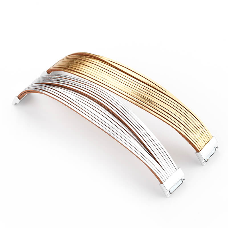 Pulseira Arco Radiante | Tiras de Couro Brilhantes