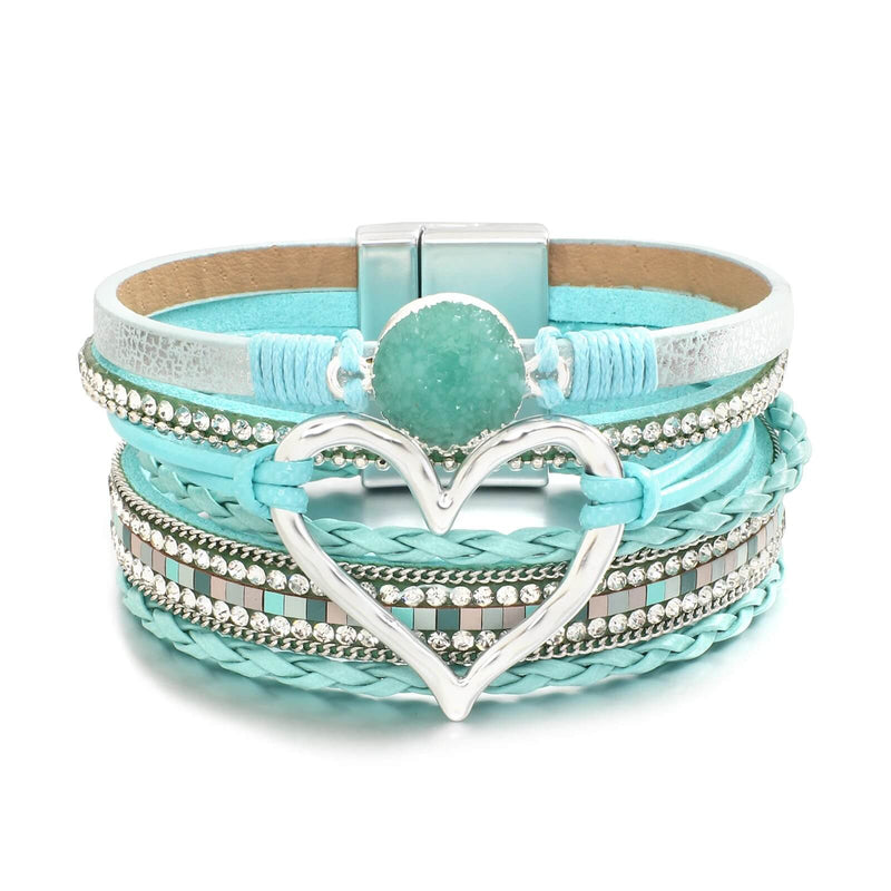 Pulseira Lumina Love | Couro Multicamadas & Coração Dourado