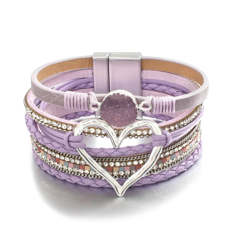 Pulseira Lumina Love | Couro Multicamadas & Coração Dourado