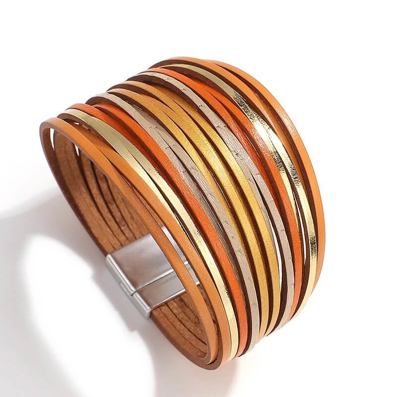 Pulseira Arco Radiante | Tiras de Couro Brilhantes
