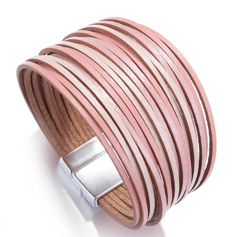 Pulseira Arco Radiante | Tiras de Couro Brilhantes