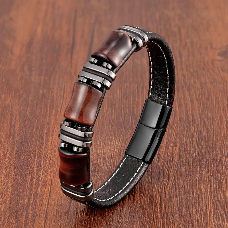Pulseira Krownel | Pedra Natural & Barras de Aço