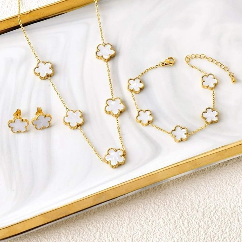 Conjunto Trevo Dourado | Joias Femininas