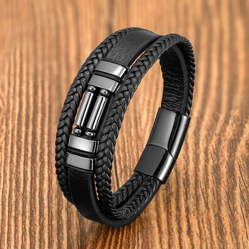 Pulseira Nero Stone | Couro Triplo & Modelo Minimalista