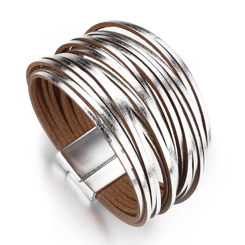 Pulseira Arco Radiante | Tiras de Couro Brilhantes