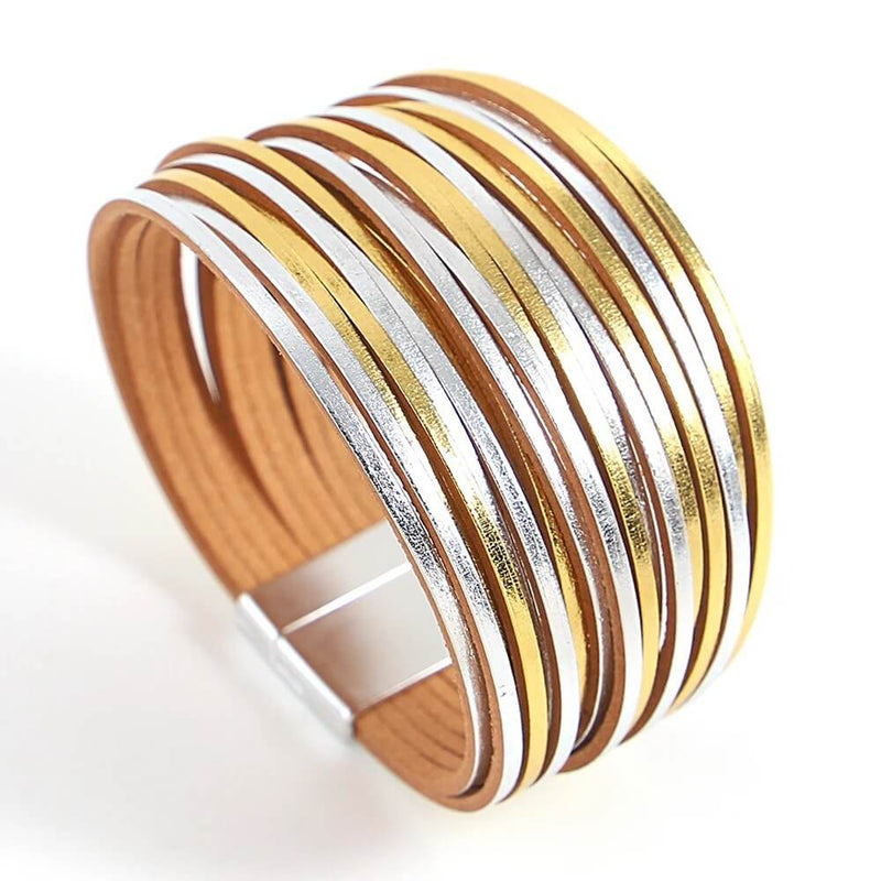 Pulseira Arco Radiante | Tiras de Couro Brilhantes
