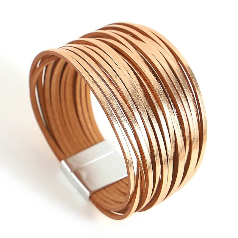 Pulseira Arco Radiante | Tiras de Couro Brilhantes