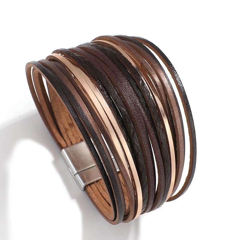 Pulseira Arco Radiante | Tiras de Couro Brilhantes
