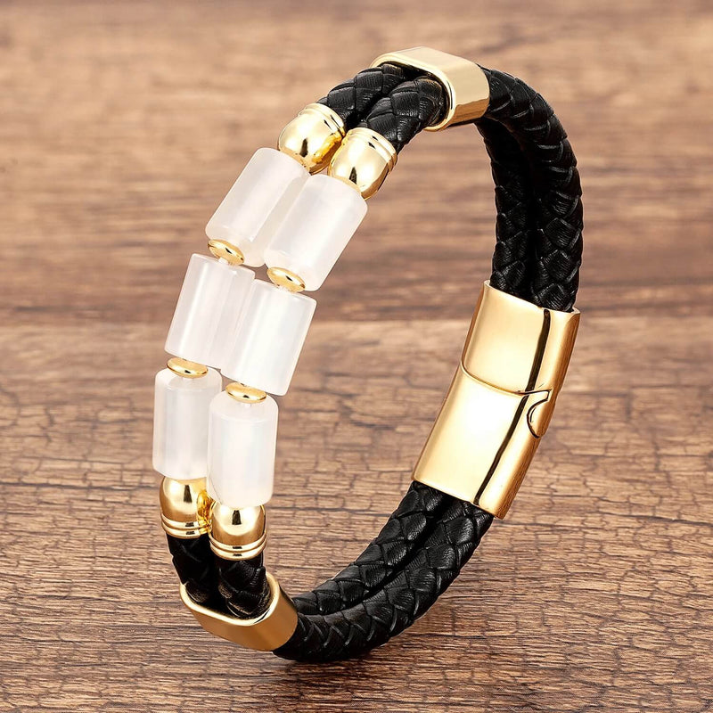 Pulseira Onyx Prime | Corda Dupla & Linha de Pedra Dupla